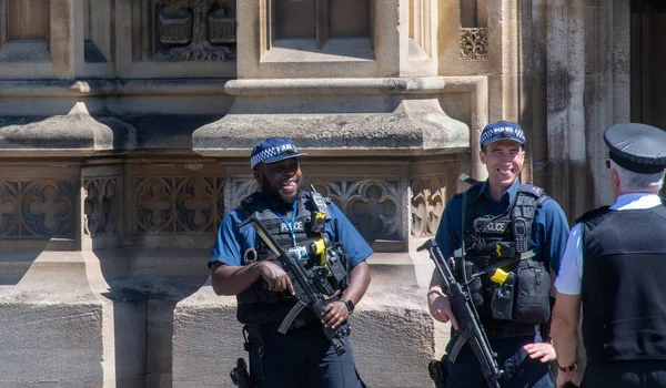 Parlament Spojeného Království Květen 2019 Ozbrojená Policie Stráži Buckinghamském Paláci — Stock fotografie