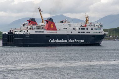Oban  Scotland  United Kingdom  - 4 June 2019:  Caledonian MacBrayne Ferry The MV Isle of Mull Sailing from Oban clipart