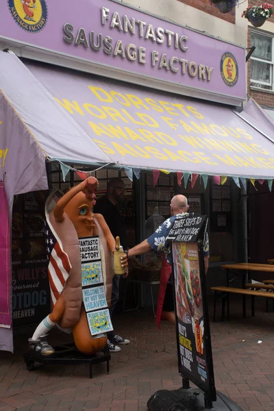 韦茅斯多塞特英国 2019 英国香肠店与新奇的Statu — 图库照片
