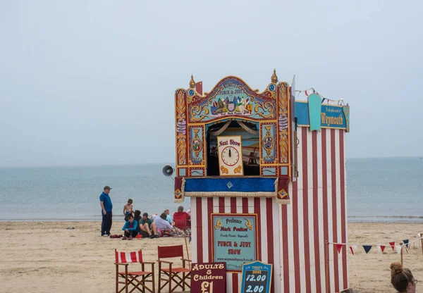 Weymouth Dorset Türkiye Temmuz 2019 Geleneksel Punch Judy Beac Göstermek — Stok fotoğraf