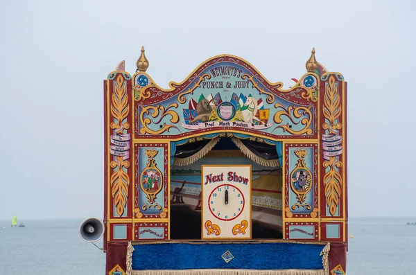 Weymouth Dorset Великобритания Июля 2019 Традиционный Стенд Punch Judy Show — стоковое фото