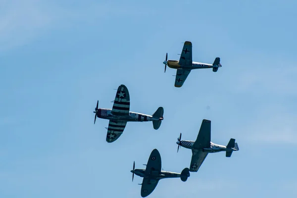 Clacton United Kingdom August 2019 World War Two Fighters Formation — Stock Photo, Image