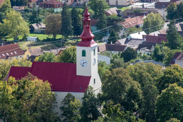 Smolenice Templom Kilátással Vártoronyból — Stock Fotó