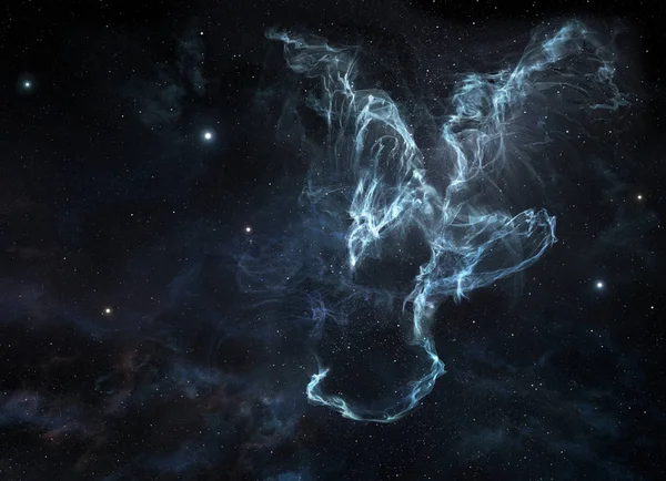 Uma Imagem Nebulosa Forma Dragão Céu Estrelado — Fotografia de Stock