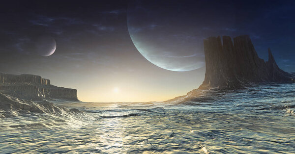3d illustration of the frozen distant planet