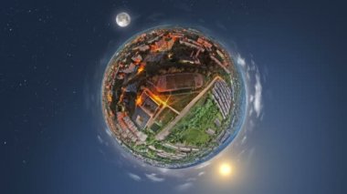 Güneş ve ay küçük gezegen Earth etrafında Spinning sorunsuz loopable animasyon