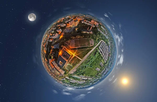 Picture Little Planet Earth Daytime One Side Night Other — Stock Photo, Image