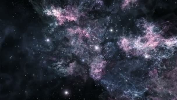 Animación Perfectamente Loopable Nebulosa Cósmica Giratoria Con Nubes Polvo Estrellas — Vídeos de Stock