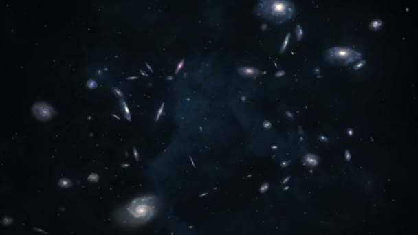 Animação Perfeitamente Solta Voo Através Aglomerado Galáxias — Vídeo de Stock