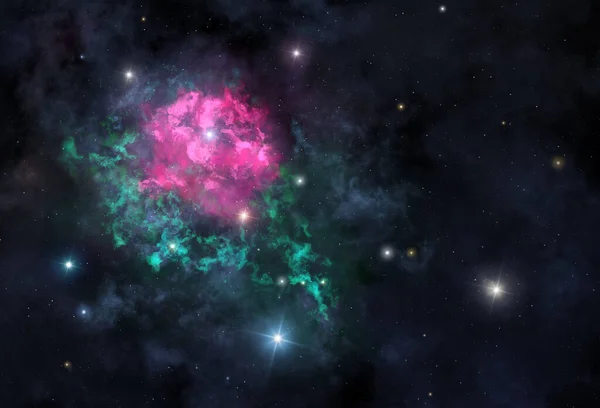 コピースペースを持つバラ状の宇宙星雲のイラスト — ストック写真