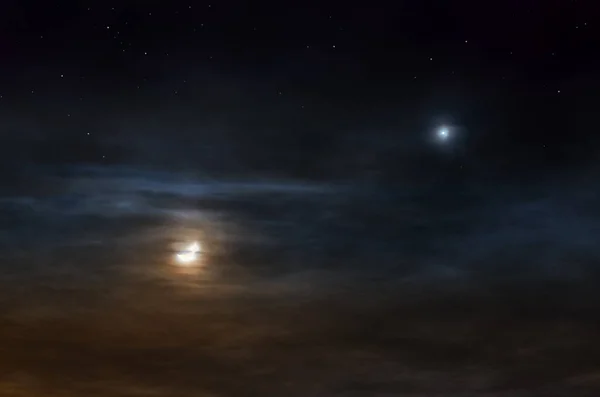 Uma Imagem Lua Crescente Planeta Vênus Céu Noite — Fotografia de Stock