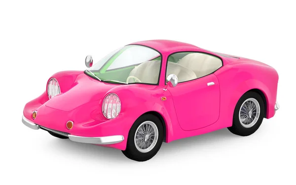 Retro deporte coche de dibujos animados 3d rosa — Foto de Stock