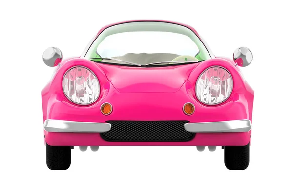 レトロなスポーツ車漫画 3d ピンク フロント — ストック写真