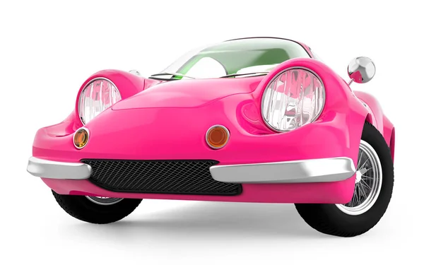 Retro esporte carro desenhos animados 3d rosa — Fotografia de Stock