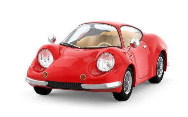 retro sport car cartoon 3d