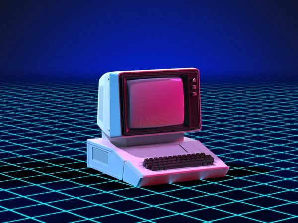 Komputer osobisty w stylu lat 80. — Zdjęcie stockowe