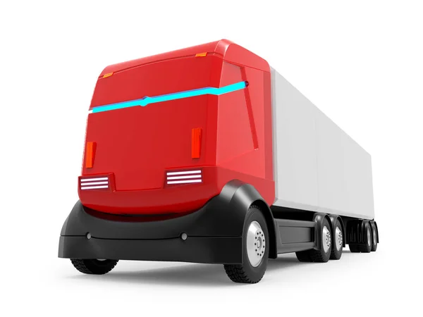 Auto-condução caminhão futurista vermelho — Fotografia de Stock