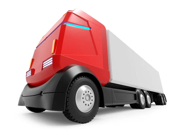 Self-driving truck futuristic red — Stock Photo, Image