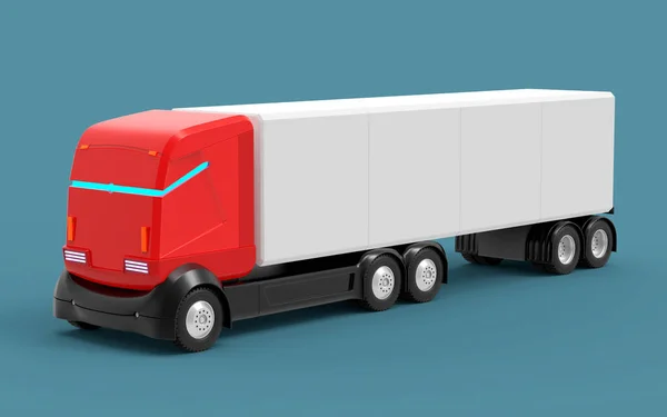 Zelf-rijdende vrachtwagen futuristische rood — Stockfoto