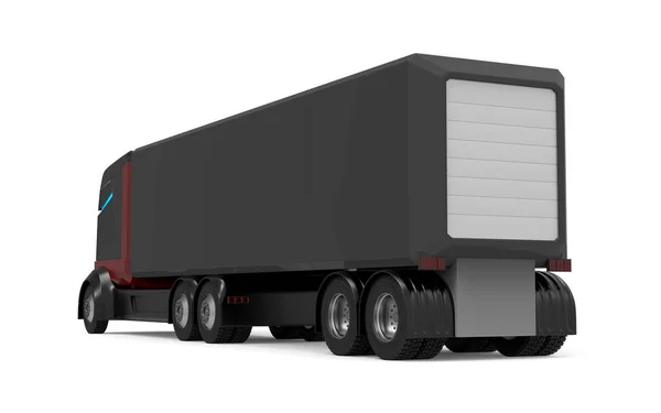 Zelf-rijdende vrachtwagen futuristische zwarte rug — Stockfoto