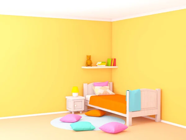 Çocuk Yatak Odası Sevimli Çizgi Stili Çizim — Stok fotoğraf