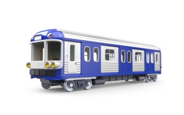 Metro treninin retro tarzı üzerinde beyaz izole. 3D çizim