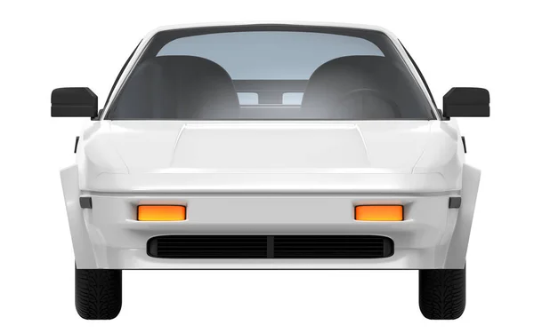 Samochód Retro 80S Cyberpunk Stylu Fron Widok Białym Tle Ilustracja — Zdjęcie stockowe