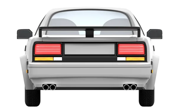 Samochód Retro 80S Cyberpunk Styl Widok Tyłu Białym Tle Ilustracja — Zdjęcie stockowe