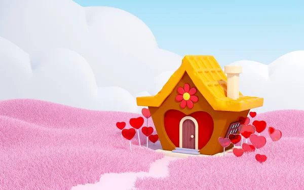 Candy land met hart huis — Stockfoto