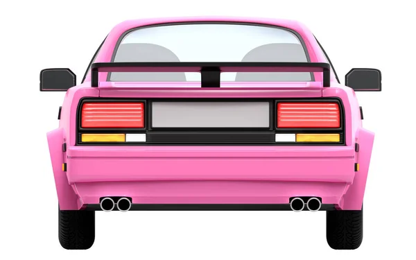 Car 1980 cyberpunk pink back — Stock Photo, Image