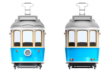 Eski tramvay karikatür ön ve arka