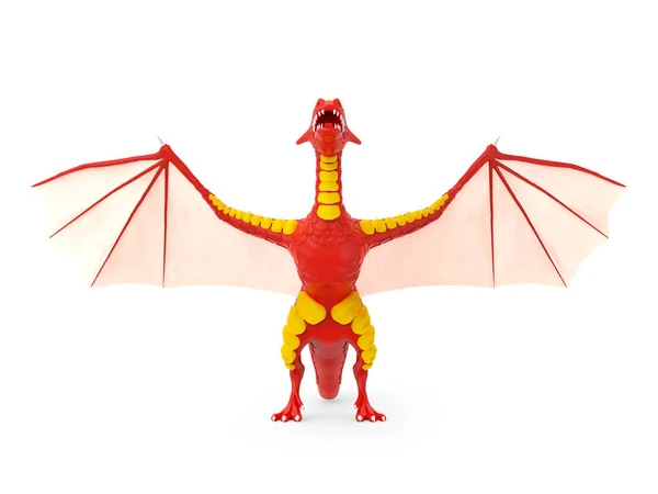 Dragão levantado 3d vista frontal — Fotografia de Stock