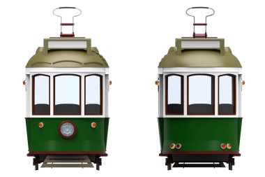 Eski tramvay karikatür ön ve arka