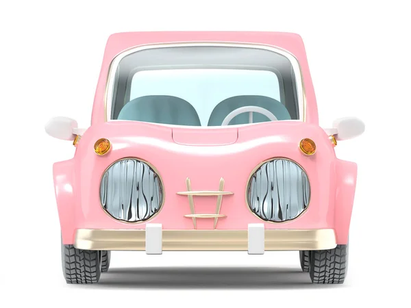 कार छोटे कार्टून गुलाबी सामने — स्टॉक फ़ोटो, इमेज