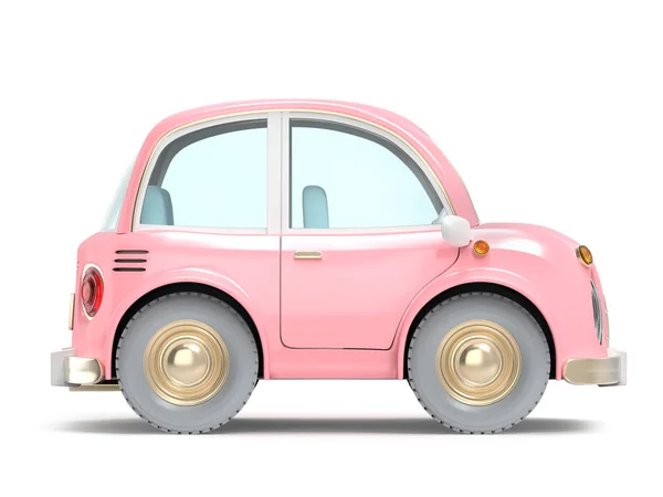 Auto malá kreslená růžová strana — Stock fotografie