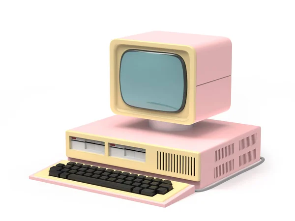 Old personal computer pink — Stock Photo, Image