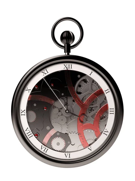 Bolso relógio steampunk preto frente 3d — Fotografia de Stock