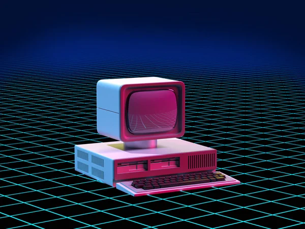 Personal Computer im Stil der 80er Jahre — Stockfoto