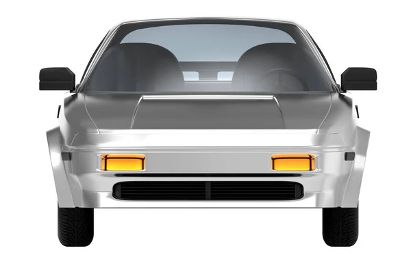Samochód 1980 Cyberpunk Silver Front — Zdjęcie stockowe
