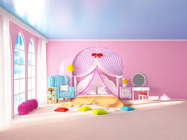 Princess room with armchair flat — Stock Photo, Image