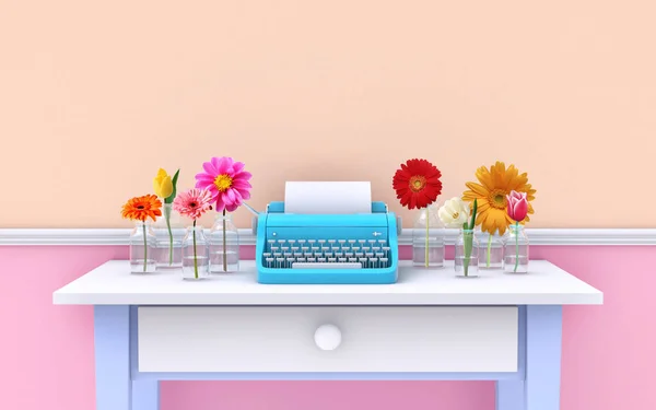 vintage typewriter and flowers