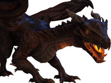 Realistic dragon in attack pose