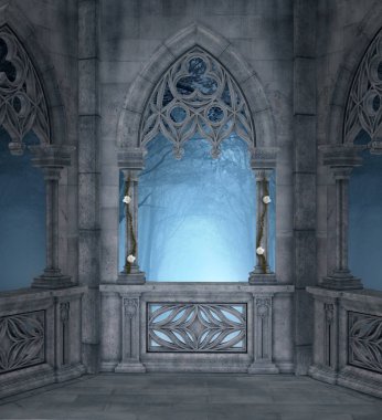 Romantik Teras arka plan 3d çizim