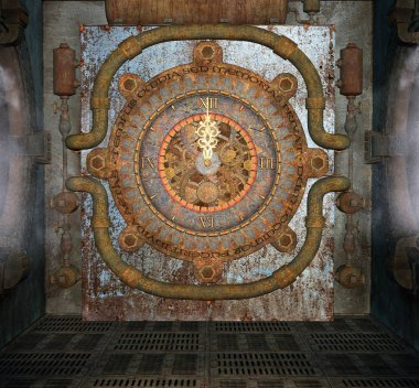 Sigara makineleri ile Steampunk Oda, 3D illüstrasyon
