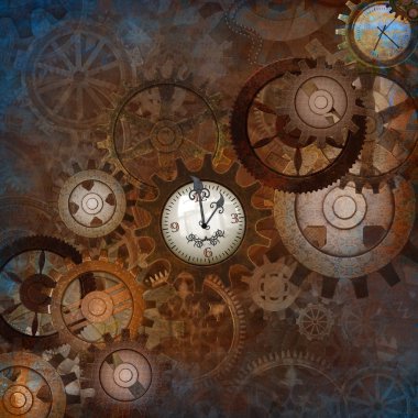 The concept of time portrayed by an old style steampunk background clipart