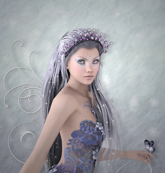 美丽的冻土女王 3D插图 — 图库照片