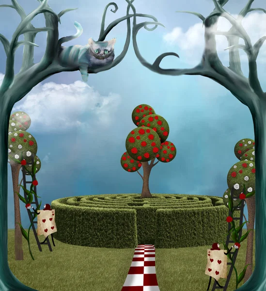 Magisch Voetpad Een Grappige Wonderland Tuin — Stockfoto