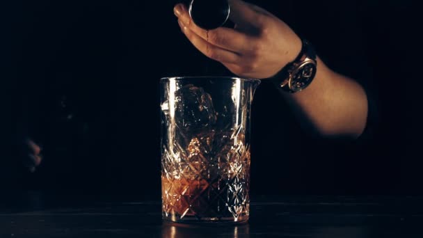 Barkeeper bereitet einen Cocktail zu — Stockvideo
