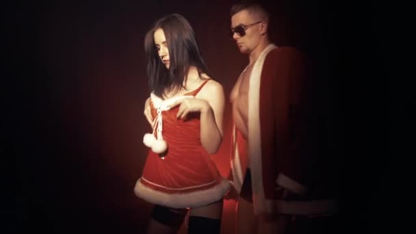 Sexy mala danza de Santa — Vídeos de Stock
