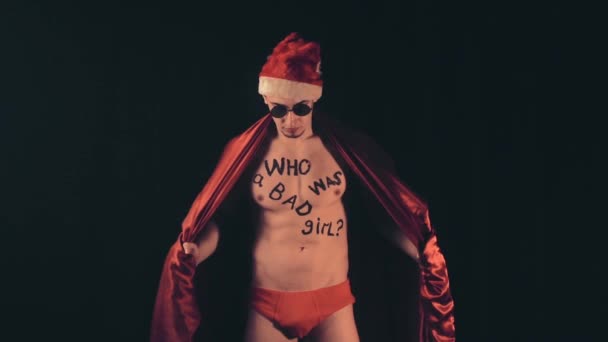 Sexy böser Weihnachtsmann — Stockvideo